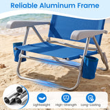 2 Pack Portable Folding Beach Chair with 7-Position Backrest