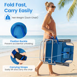2 Pack Portable Folding Beach Chair with 7-Position Backrest