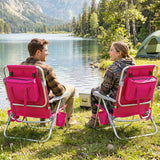2 Pack Portable Folding Beach Chair with 7-Position Backrest