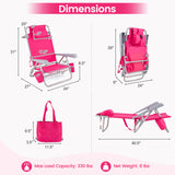 2 Pack Portable Folding Beach Chair with 7-Position Backrest