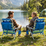 2 Pack Portable Folding Beach Chair with 7-Position Backrest