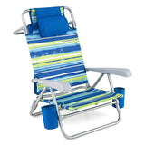 2 Pack Portable Folding Beach Chair with 7-Position Backrest