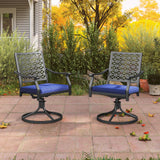 2 Pack Swivel Outdoor Chairs with Soft Cushions and Round Steel Base