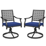 2 Pack Swivel Outdoor Chairs with Soft Cushions and Round Steel Base