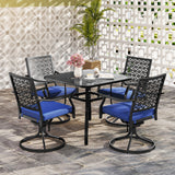 2 Pack Swivel Outdoor Chairs with Soft Cushions and Round Steel Base