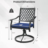 2 Pack Swivel Outdoor Chairs with Soft Cushions and Round Steel Base