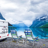 2 Packs 5-Position Outdoor Folding Backpack Beach Table Chair Reclining Chair Set