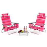 2 Packs 5-Position Outdoor Folding Backpack Beach Table Chair Reclining Chair Set