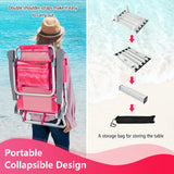 2 Packs 5-Position Outdoor Folding Backpack Beach Table Chair Reclining Chair Set
