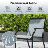 2 Piece Patio Dining Chairs Large Outdoor Chairs with Breathable Seat and Metal Frame