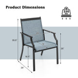 2 Piece Patio Dining Chairs Large Outdoor Chairs with Breathable Seat and Metal Frame