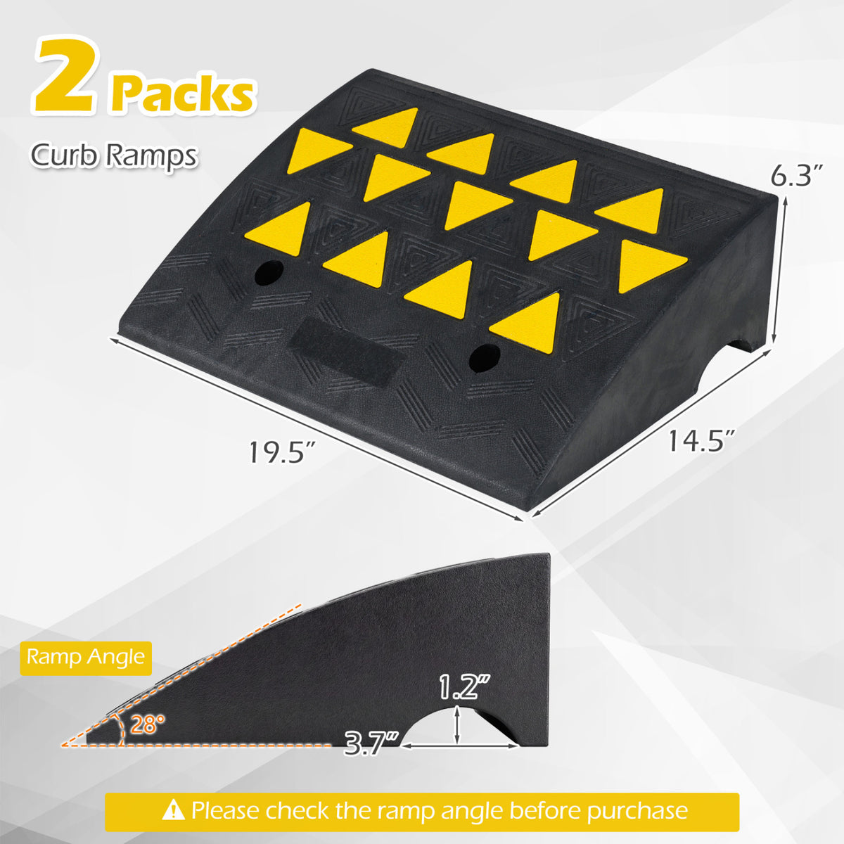 2 Pcs Driveway Threshold Ramps with 5/6 Inch Rise for Medium Trucks