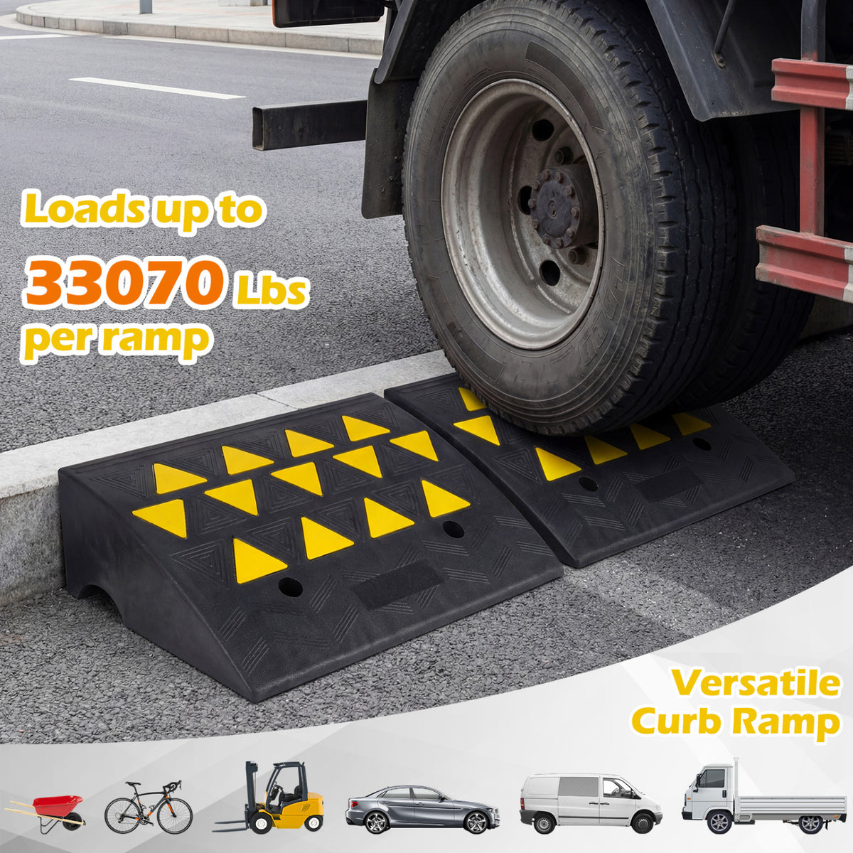 2 Pcs Driveway Threshold Ramps with 5/6 Inch Rise for Medium Trucks