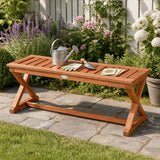2-Person 44" Solid Wood Outdoor Bench with Slatted Seat for Patio Park Balcony-2/Balcony-1 Piece