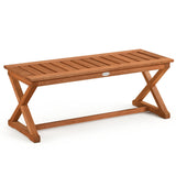2-Person 44" Solid Wood Outdoor Bench with Slatted Seat for Patio Park Balcony-2/Balcony-1 Piece