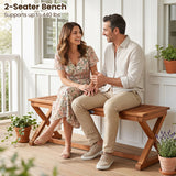 2-Person 44" Solid Wood Outdoor Bench with Slatted Seat for Patio Park Balcony-2/Balcony-1 Piece