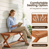 2-Person 44" Solid Wood Outdoor Bench with Slatted Seat for Patio Park Balcony-2/Balcony-1 Piece