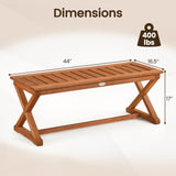 2-Person 44" Solid Wood Outdoor Bench with Slatted Seat for Patio Park Balcony-2/Balcony-1 Piece