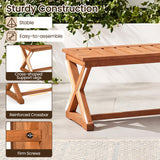 2-Person 44" Solid Wood Outdoor Bench with Slatted Seat for Patio Park Balcony-2/Balcony-1 Piece