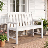 2-Person All Weather HDPE Outdoor Garden Bench with Backrest and Armrests