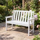 2-Person All Weather HDPE Outdoor Garden Bench with Backrest and Armrests