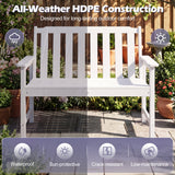2-Person All Weather HDPE Outdoor Garden Bench with Backrest and Armrests