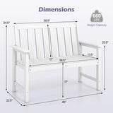 2-Person All Weather HDPE Outdoor Garden Bench with Backrest and Armrests