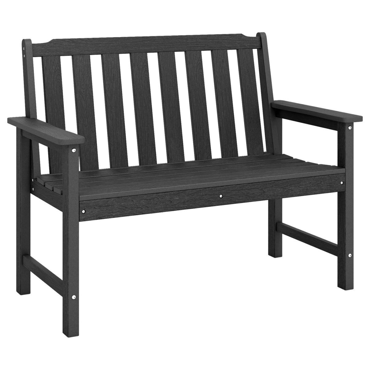 2-Person All Weather HDPE Outdoor Garden Bench with Backrest and Armrests