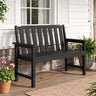 2-Person All Weather HDPE Outdoor Garden Bench with Backrest and Armrests