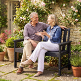 2-Person All Weather HDPE Outdoor Garden Bench with Backrest and Armrests