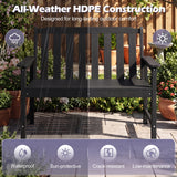 2-Person All Weather HDPE Outdoor Garden Bench with Backrest and Armrests