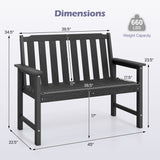 2-Person All Weather HDPE Outdoor Garden Bench with Backrest and Armrests