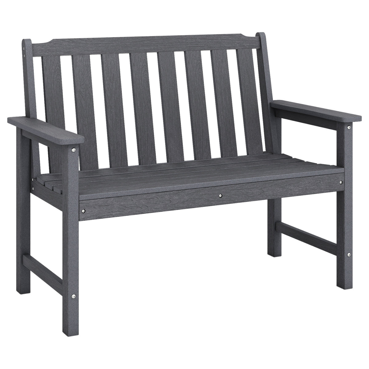 2-Person All Weather HDPE Outdoor Garden Bench with Backrest and Armrests