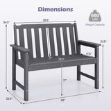 2-Person All Weather HDPE Outdoor Garden Bench with Backrest and Armrests