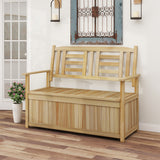 2-Person Garden Bench with 49 Gal Storage Bench and Backrest ï»¿-Natural