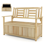 2-Person Garden Bench with 49 Gal Storage Bench and Backrest ï»¿-Natural