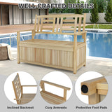 2-Person Garden Bench with 49 Gal Storage Bench and Backrest ï»¿-Natural