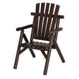 Log Wood Patio Chair with Slatted Backrest for Deck Backyard