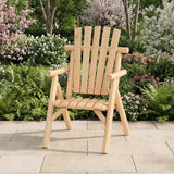 Log Wood Patio Chair with Slatted Backrest for Deck Backyard