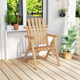 Log Wood Patio Chair with Slatted Backrest for Deck Backyard