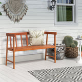 Outdoor Eucalyptus Wood Bench with Backrest and Armrests