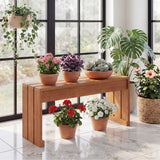 2-Person Outdoor Garden Bench with Solid Wooden Frame for Backyard