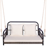 2-Person Outdoor Hanging Chair with Ropes-Gray