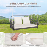 2-Person Outdoor Hanging Chair with Ropes-Gray