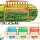 2-Person Patio Acacia Wood Bench with Backrest and Armrests