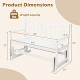2-Person Patio Acacia Wood Glider Chair with Armrests for Porch Garden-White