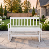 2-Person Patio Acacia Wood Glider Chair with Armrests for Porch Garden-White