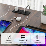 2-Person Reversible Computer Desk Long Office Desk with LED Lights