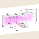 2-Person Reversible Computer Desk Long Office Desk with LED Lights