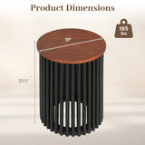 2 Piece Elegant Round Acacia Wood Coffee Table for Living Room and Home Office-Walnut